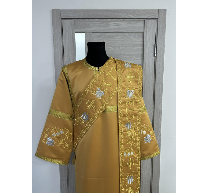 Embroidered Deacon's Vestment with Slavic double orar - Protodeacon's orarion