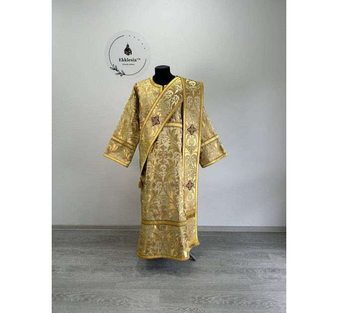 Brocade vestment for deacon - Stichar and double orar in gold silk brocade