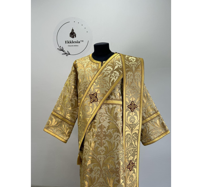 Brocade vestment for deacon - Stichar and double orar in gold silk brocade