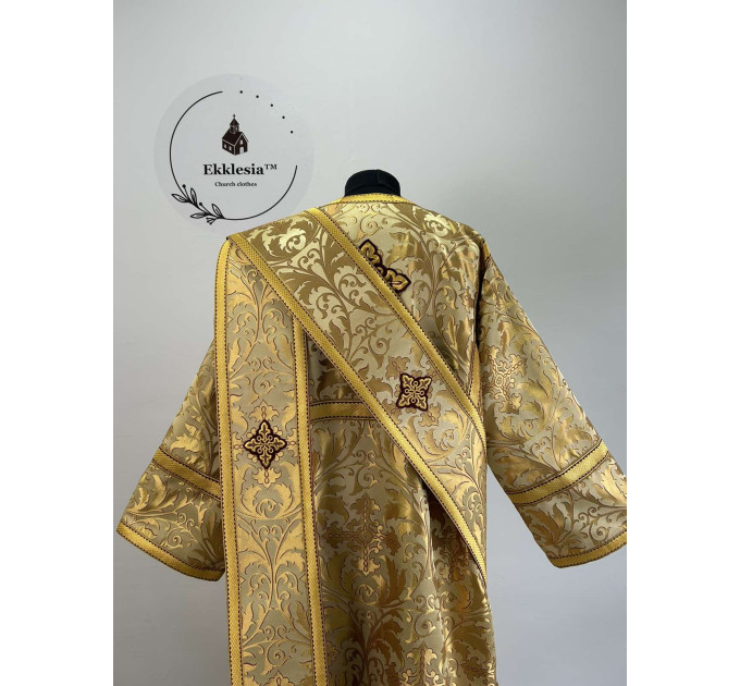 Brocade vestment for deacon - Stichar and double orar in gold silk brocade