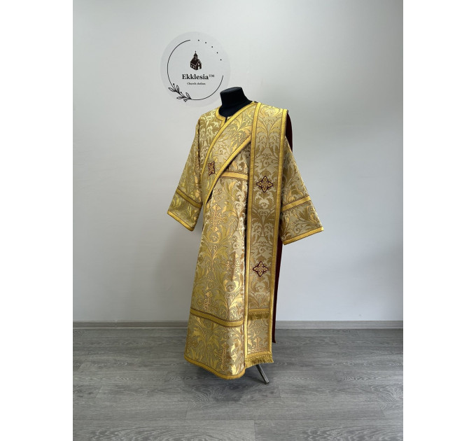 Brocade vestment for deacon - Stichar and double orar in gold silk brocade