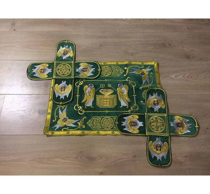 Embroidered orthodox chalice covers set of aer and 2 vup veils