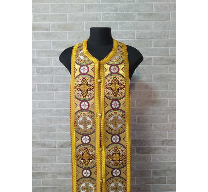 Orthodox stole and cuffs in metallic brocade - Priest's communion set gift idea