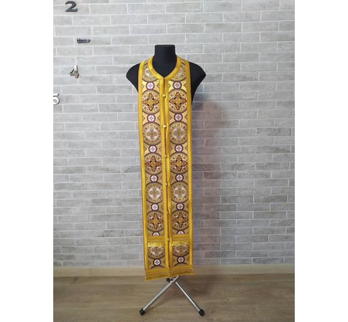 Orthodox stole and cuffs in metallic brocade - Priest's communion set gift idea