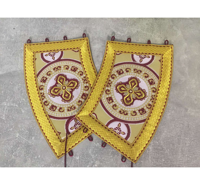 Orthodox stole and cuffs in metallic brocade - Priest's communion set gift idea
