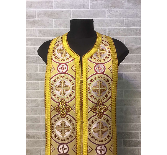 Orthodox stole and cuffs in metallic brocade - Priest's communion set gift idea