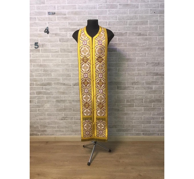 Orthodox stole and cuffs in metallic brocade - Priest's communion set gift idea