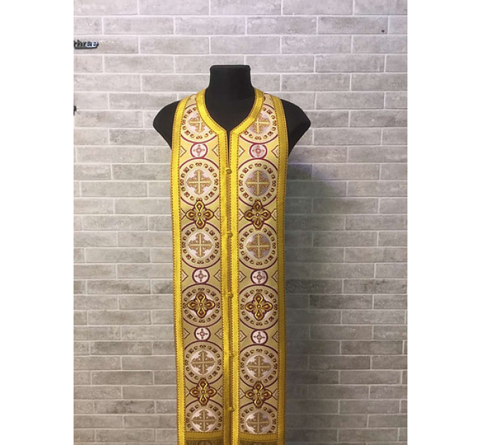 Orthodox stole and cuffs in metallic brocade - Priest's communion set gift idea
