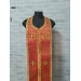 Orthodox red stole and cuffs in brocade - Priest's communion set - Gift idea