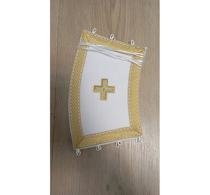 Simple priest's stole and cuffs - White communion set - Orthodox plain set