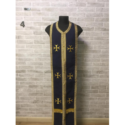Navy blue embroidered communion set - Stole and cuffs - Priest's set