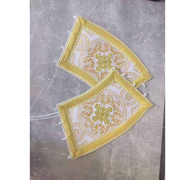 Orthodox red stole and cuffs in brocade - Priest's communion set - Gift idea
