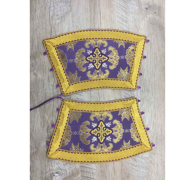 Orthodox stole and cuffs in brocade - Priest's communion set - Gift idea