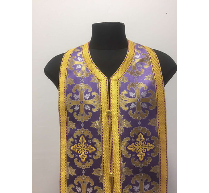 Orthodox stole and cuffs in brocade - Priest's communion set - Gift idea