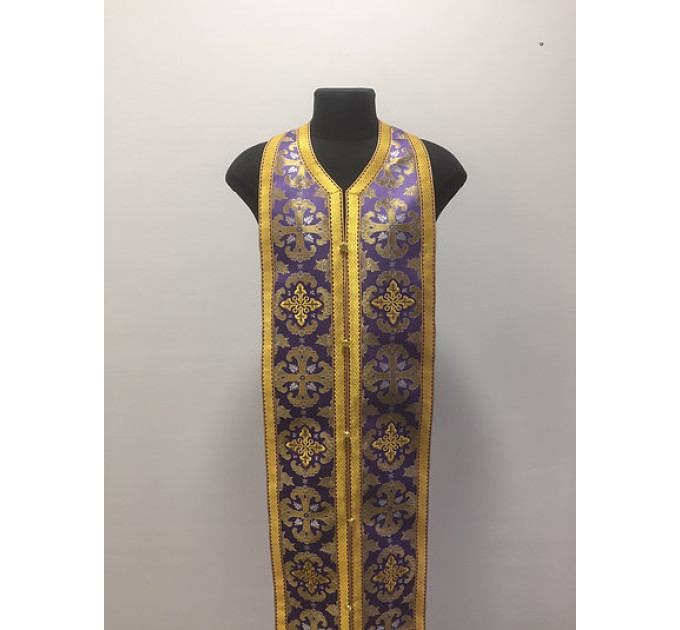 Orthodox stole and cuffs in brocade - Priest's communion set - Gift idea