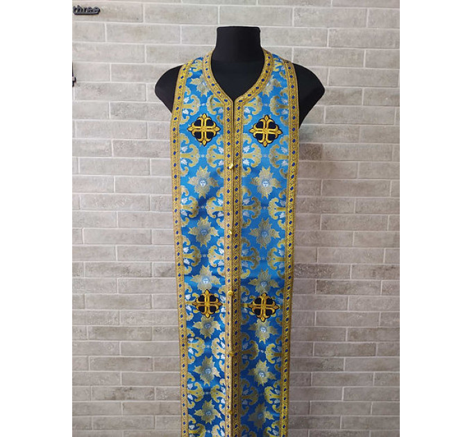 Orthodox stole and cuffs in brocade - Priest's communion set - Gift idea