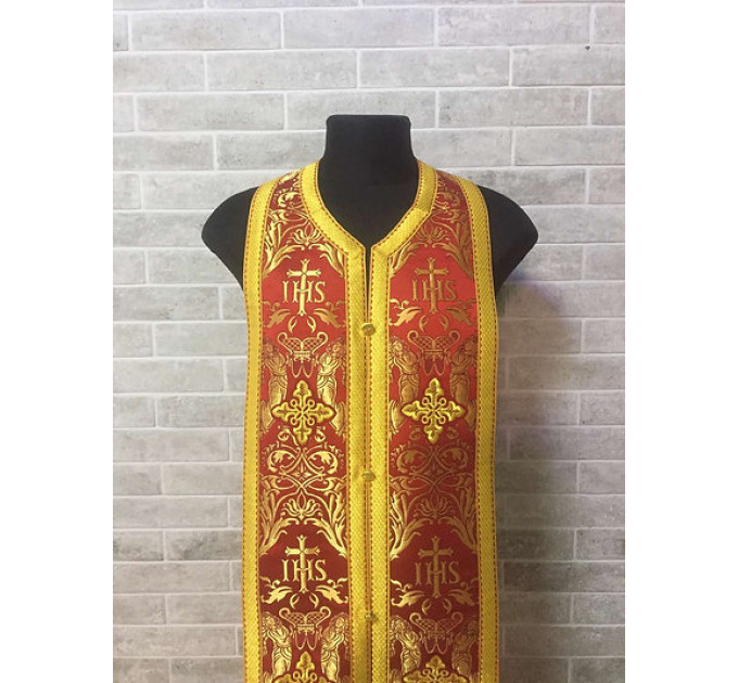 Red-gold priest set of stole and cuffs - Communion set - Church set or clothes