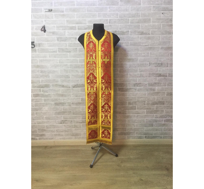 Red-gold priest set of stole and cuffs - Communion set - Church set or clothes