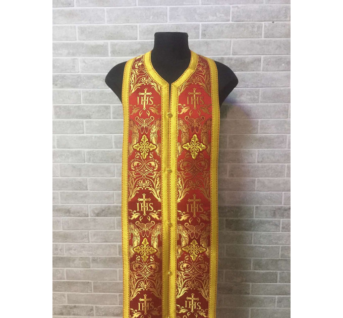 Red-gold priest set of stole and cuffs - Communion set - Church set or clothes
