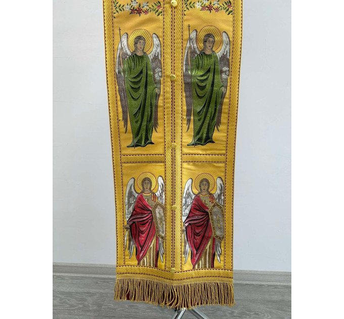 Communion set in angels brocade - Stole and cuffs - Priest's set with angels