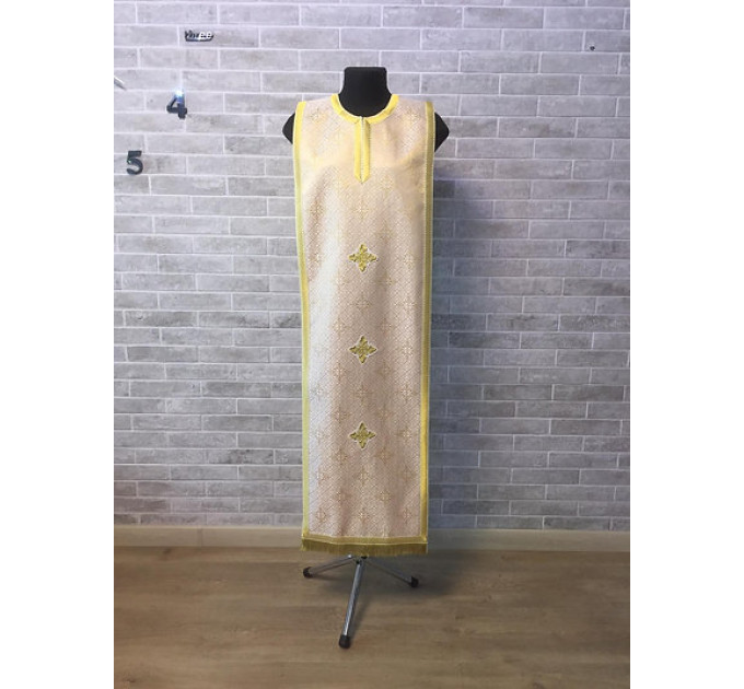 Coptic style epitrachilus in brocade fabric - Coptic Stole in silk - Coptic