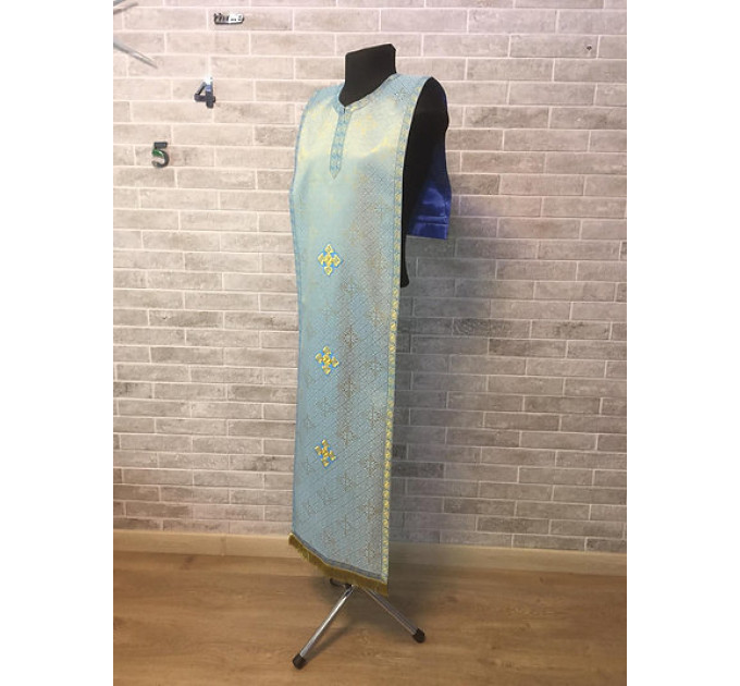 Coptic style epitrachilus in brocade fabric - Coptic Stole in silk - Coptic