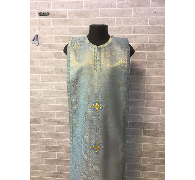 Coptic style epitrachilus in brocade fabric - Coptic Stole in silk - Coptic