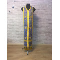 Rich blue orthodox set of stole and cuffs in brocade - Priest's communion set