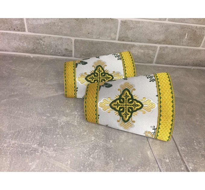 Unique brocade priest set of stole and cuffs - Communion set - Orthodox priest
