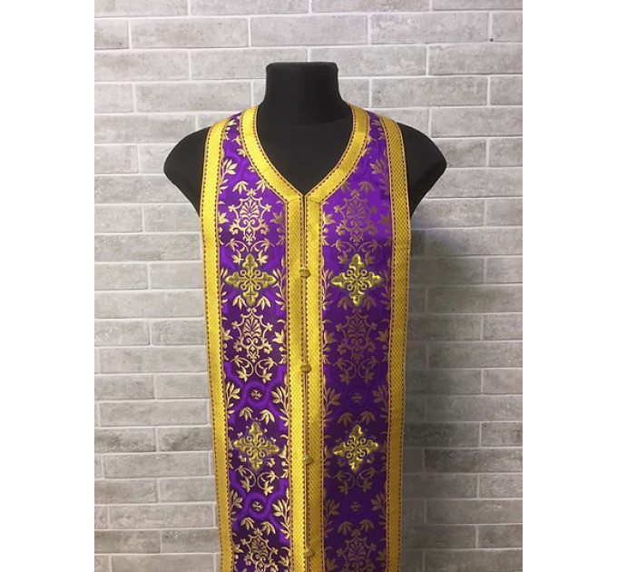 Violet brocade priest set of stole and cuffs - Communion set - Orthodox set