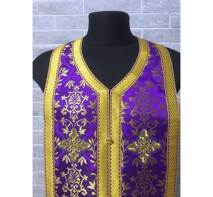 Violet brocade priest set of stole and cuffs - Communion set - Orthodox set