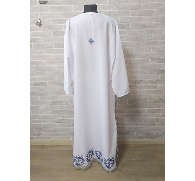 Embroidered pydryznik with a blue floral print - Stichar - Priest podriznik