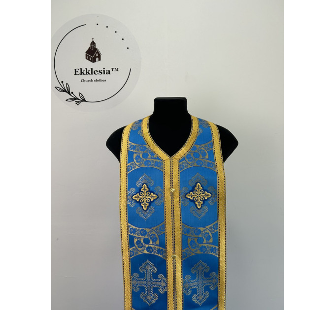 Cuffs and stole in brocade - Priest's communion set - Orthodox church priest's epitrachil