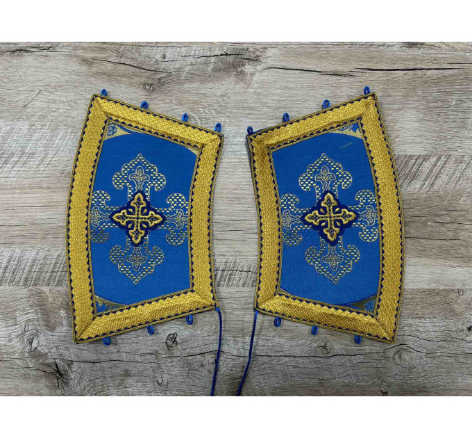 Cuffs and stole in brocade - Priest's communion set - Orthodox church priest's epitrachil