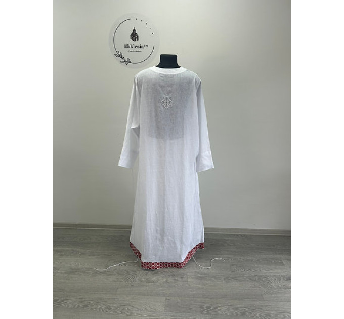 Extra thin linen pydryznik with vyshyvanka trim - Stichar for priest in linen