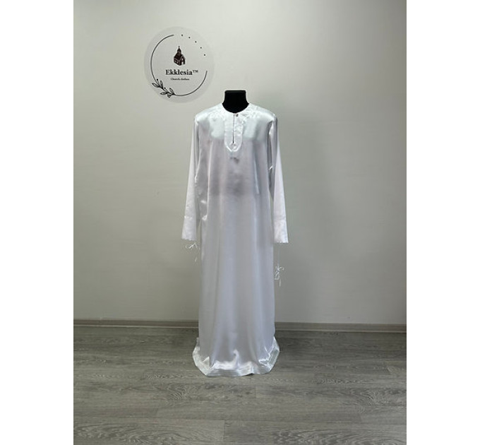 White crepe-satin stichar with galloon on the bottom - Podriznik for vestment