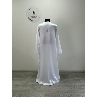 White crepe-satin stichar with galloon on the bottom - Podriznik for vestment