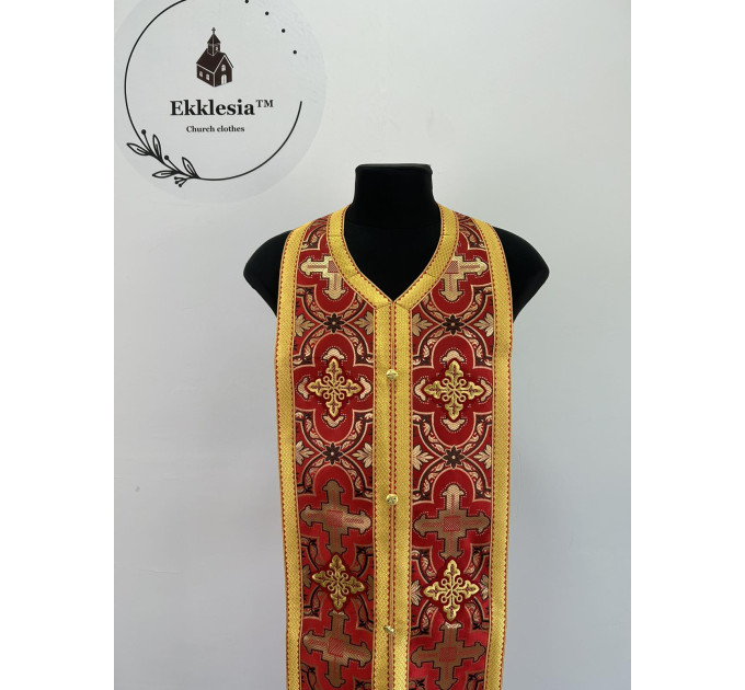 Orthodox stole and cuffs in Greek brocade - Yellow communion set for priests