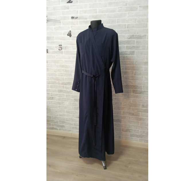 Greek style cassock without decorative embroidery - Orthodox cassock in dark blue - Inner cassock - Orthodox cassock