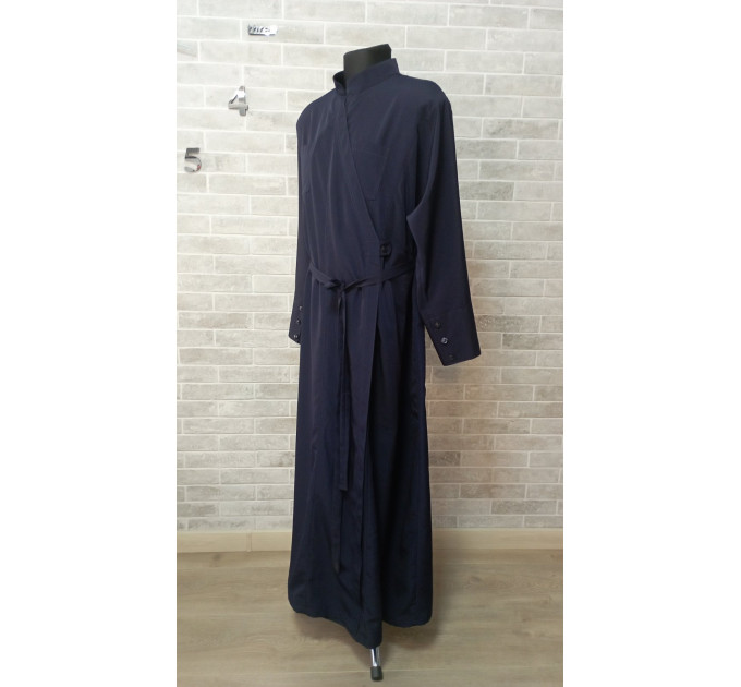 Greek style cassock without decorative embroidery - Orthodox cassock in dark blue - Inner cassock - Orthodox cassock