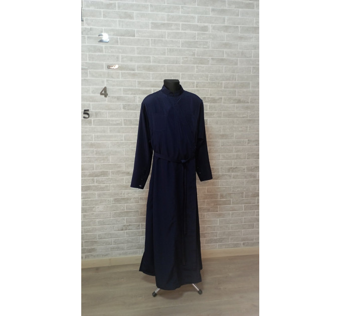 Greek style cassock without decorative embroidery - Orthodox cassock in dark blue - Inner cassock - Orthodox cassock