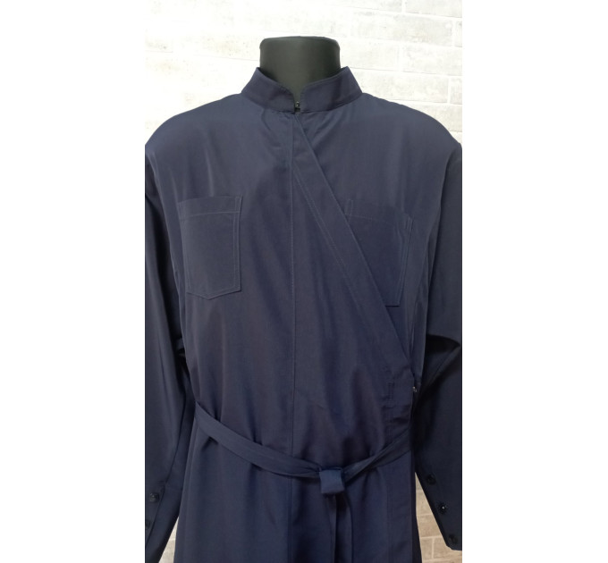 Greek style cassock without decorative embroidery - Orthodox cassock in dark blue - Inner cassock - Orthodox cassock