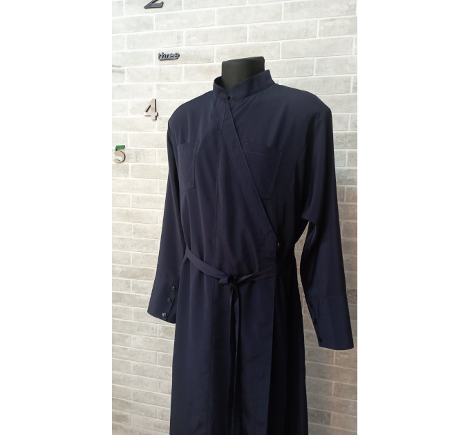 Greek style cassock without decorative embroidery - Orthodox cassock in dark blue - Inner cassock - Orthodox cassock
