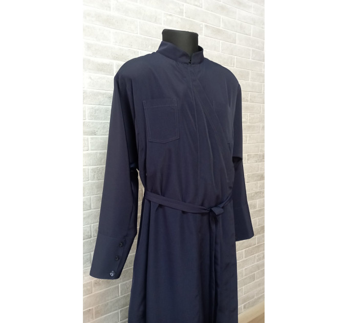 Greek style cassock without decorative embroidery - Orthodox cassock in dark blue - Inner cassock - Orthodox cassock
