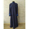 Dark Blue Embroidered Orthodox cassock - St. Petersburg style cassock in linen-gabardine - Cassock - Inner cassock - Undercassock