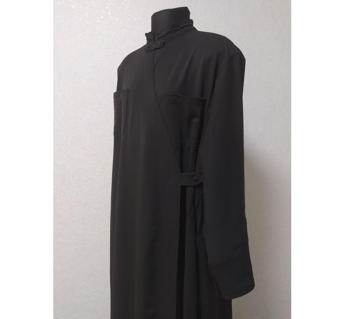 Winter cassock made of half-wool - Black cassock in half-wool - Warm orthodox ondercassock - Winter innercassock