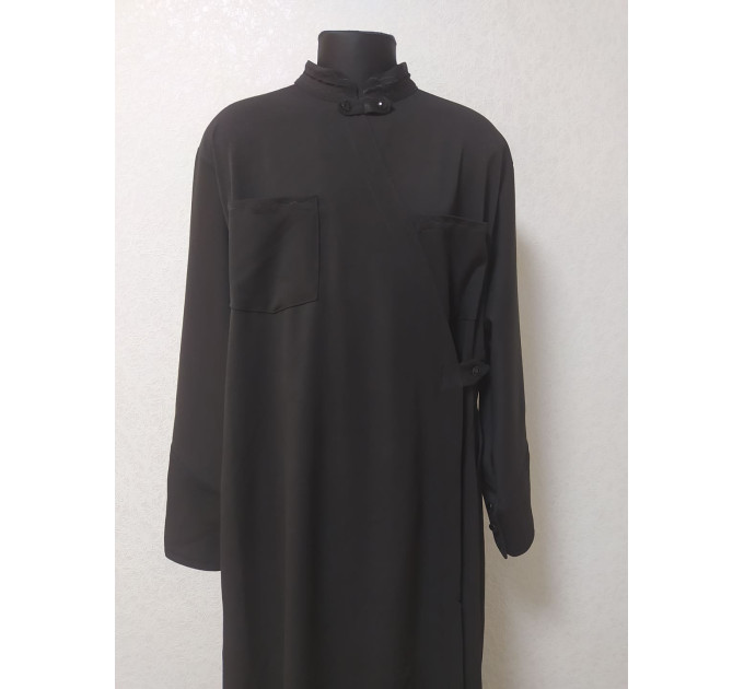 Winter cassock made of half-wool - Black cassock in half-wool - Warm orthodox ondercassock - Winter innercassock