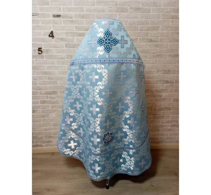 Blue Slavic style vestments in brocade - Priest vestments - Clothes for priests - Liturgical vestments - Liturgical garments