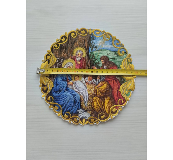 Icon of the Nativity - Liturgical embroidered vestment appliques - Round icon