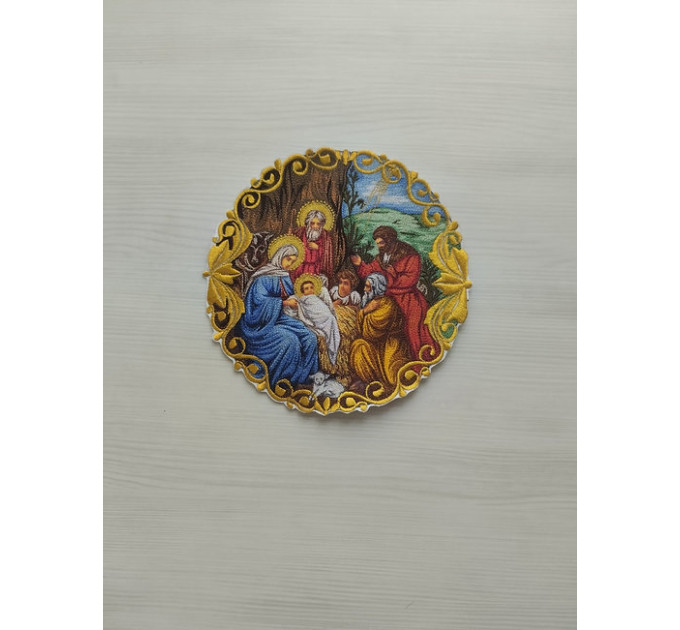 Icon of the Nativity - Liturgical embroidered vestment appliques - Round icon